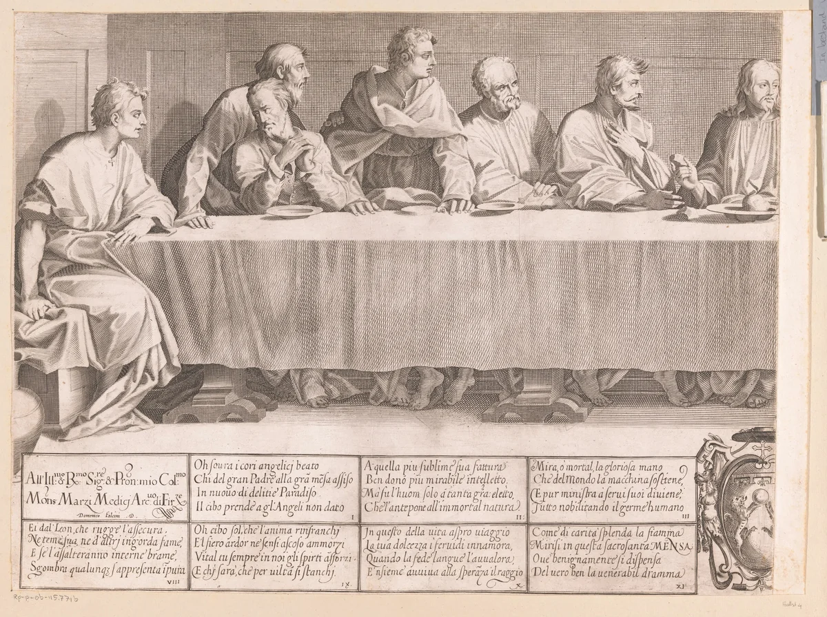 Het Laatste Avondmaal (linkerdeel) by Unknown, print, 1590-1621