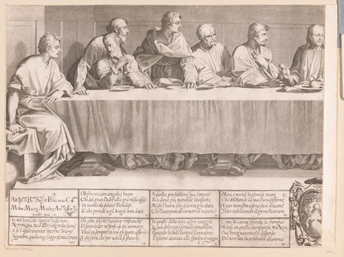 Het Laatste Avondmaal (linkerdeel) by Unknown, print, 1590-1621