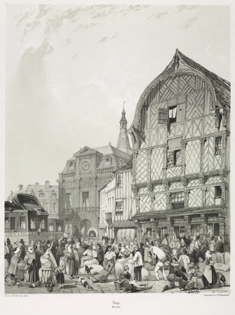 Picturesque and Romantic Journeys in Old France, Picardie (Vol. 2): Roye (Voyages pittoresques et romantiques dans l'ancienne France par Charles Nodier, J. Taylor, et Alphonse de Cailleux: Roye) by Thomas Shotter Boys, print, 1824