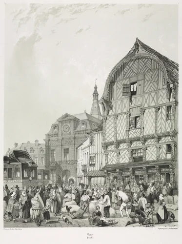 Picturesque and Romantic Journeys in Old France, Picardie (Vol. 2): Roye (Voyages pittoresques et romantiques dans l'ancienne France par Charles Nodier, J. Taylor, et Alphonse de Cailleux: Roye) by Thomas Shotter Boys, print, 1824