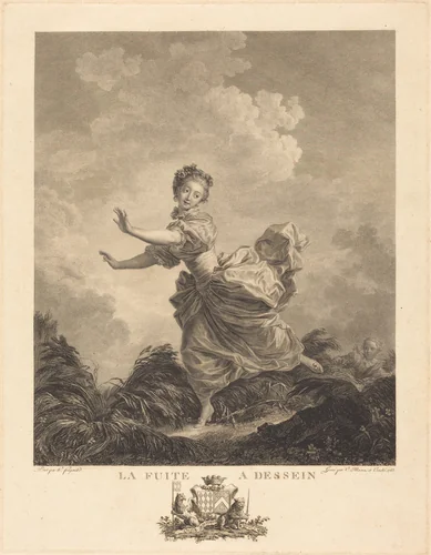 La Fuite à dessein (The Pre-Arranged Flight) by Charles François Adrien Macret, print, 1783
