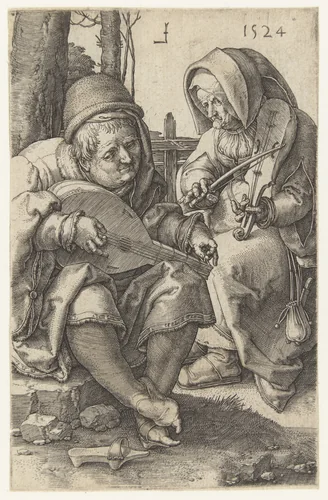 Musicerend paar by Unknown, print, 1524