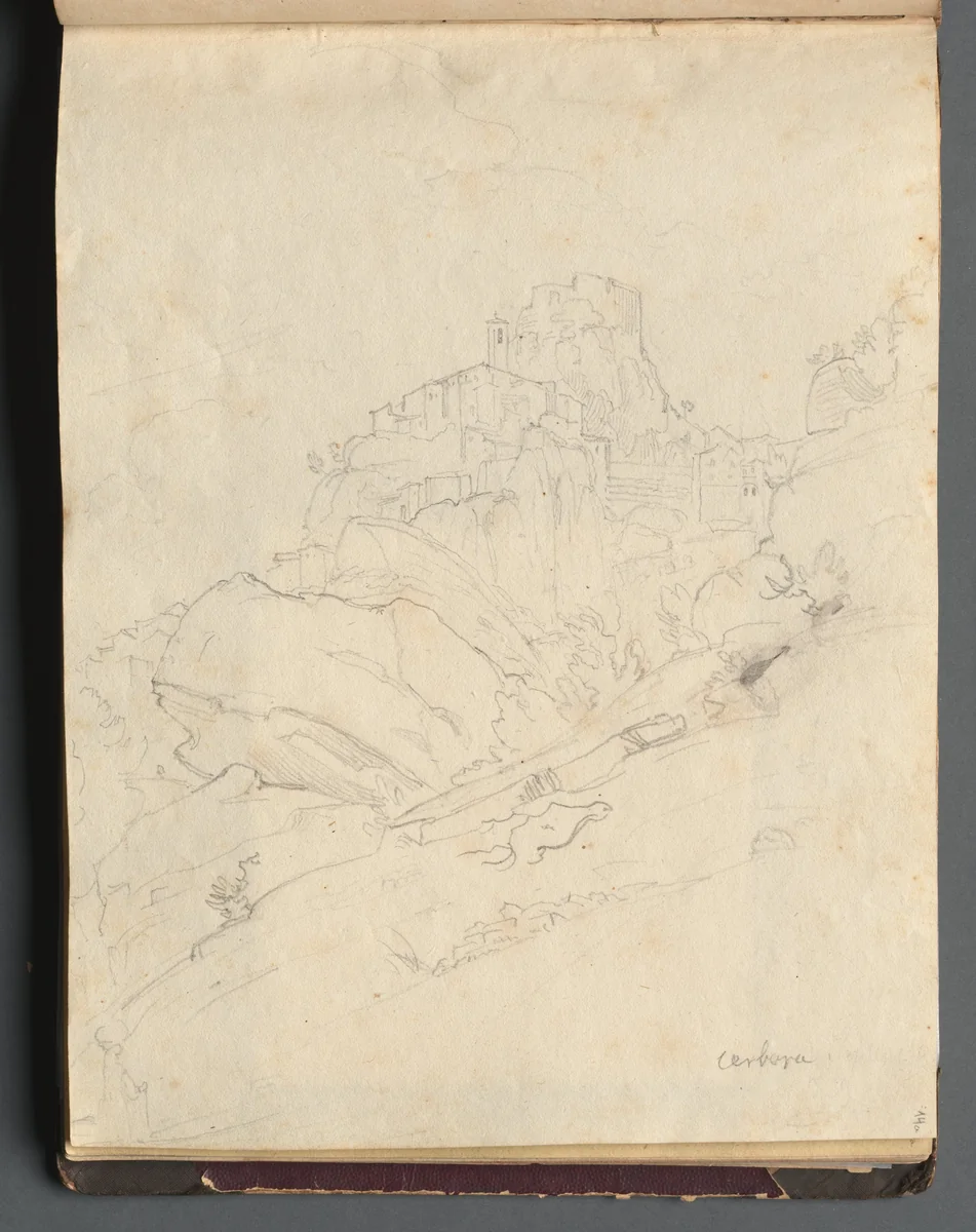 Album with Views of Rome and Surroundings, Landscape Studies, page 14a: "Cervera" by Franz Nadorp, book, 1830-1870
