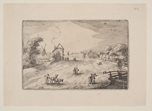 The Road Toward Leiden, from Views in the Surroundings of Haarlem (Plaisante Plaetsen) by Claes Jansz Visscher, print, 1610-1620