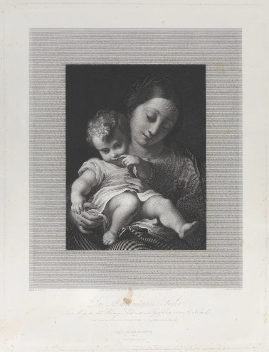 Madonna and Child by Johann Heinrich Friedrich Ludwig Knolle, print, 1830-1860