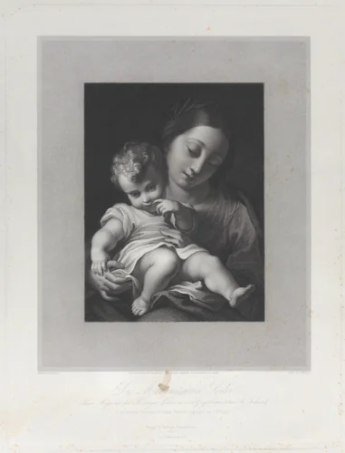 Madonna and Child by Johann Heinrich Friedrich Ludwig Knolle, print, 1830-1860