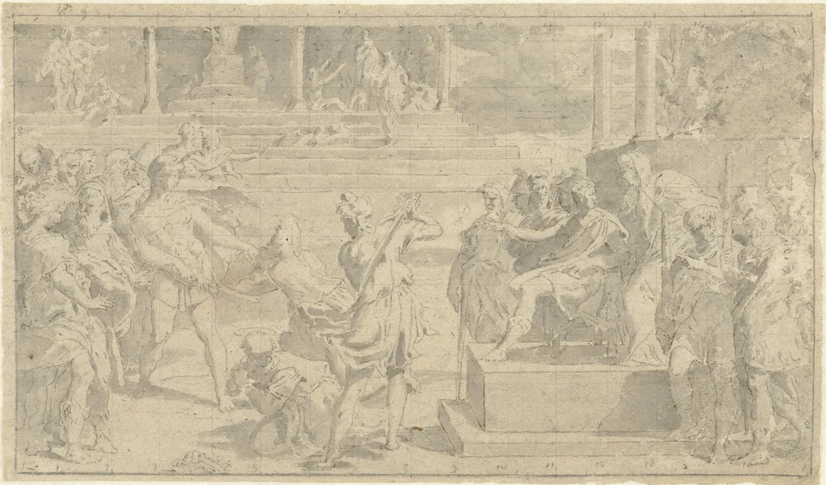 Martelaarschap van de heiligen Johannes en Paulus by anonymous, drawing, 1600-1699