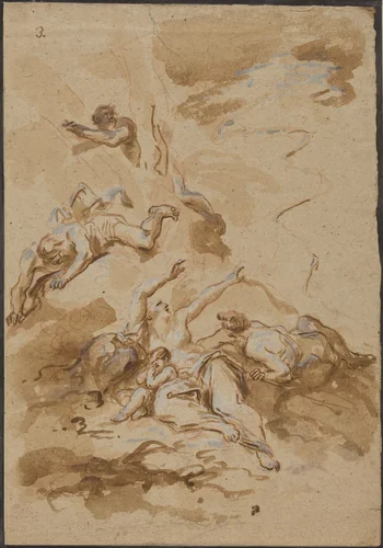 Figures in a Storm by Alessandro Magnasco, drawing, 1667-1749
