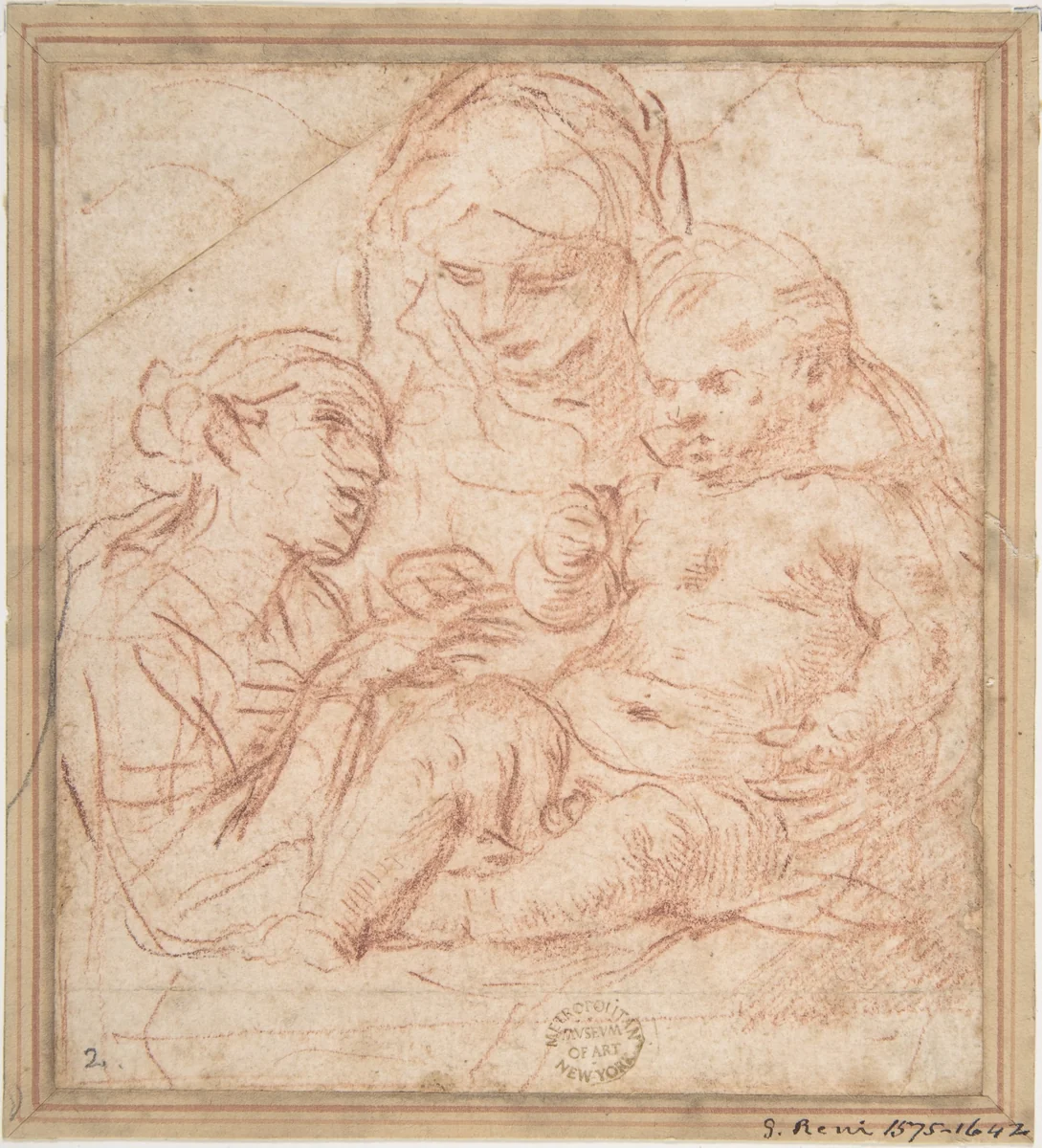The Mystic Marriage of Saint Catherine by Simone Cantarini, drawing, 1612-1648