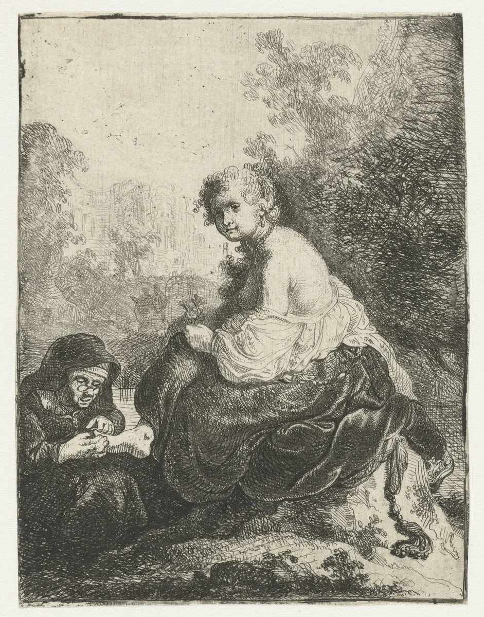 Vrouw knipt de teennagels van haar meesteres by anonymous, print, 1630-1700