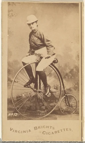 Card 12, from the Girl Cyclists series (N49) for Virginia Brights Cigarettes by Allen & Ginter, photograph, 1887