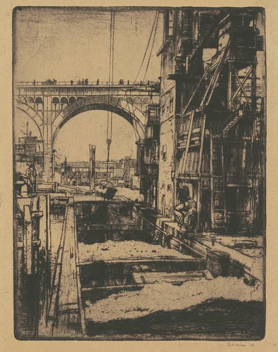 Viaduct, Coal Pockets by Earl Horter, print, 1908