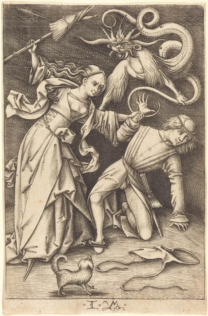 The Angry Wife by Israhel van Meckenem, print, 1495-1503