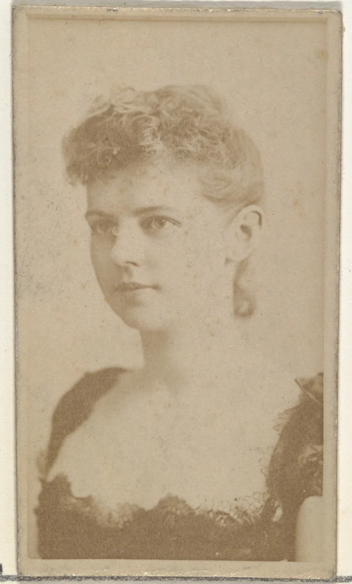 [Actress wearing dark gown with lace neckline], from the Actors and Actresses series (N145-8) issued by Duke Sons & Co. to promote Duke Cigarettes by W. Duke, Sons & Co., photograph, 1890-1895