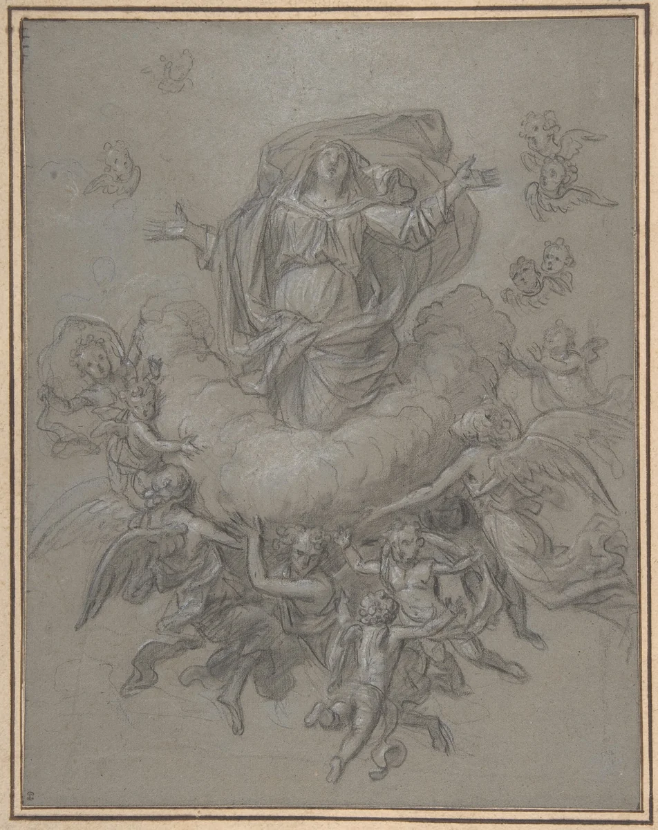 The Assumption of the Virgin by Nicolas de Plattemontagne, drawing, 1645-1706