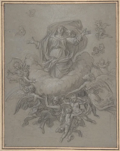 The Assumption of the Virgin by Nicolas de Plattemontagne, drawing, 1645-1706