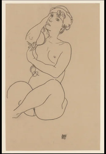Nude by Egon Schiele, drawing, 1917