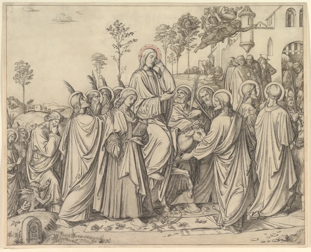 The Entrance of Christ into Jerusalem by Gustav Ferdinand König, drawing, 1841