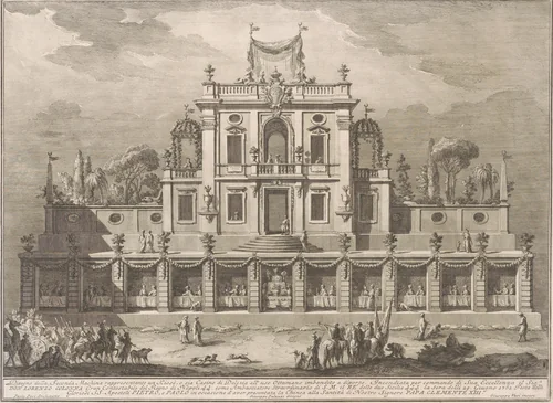 The Seconda Macchina for the Chinea of 1762: A Kiosk, or Pleasure-House in Ottoman Style by Giuseppe Vasi, print, 1762