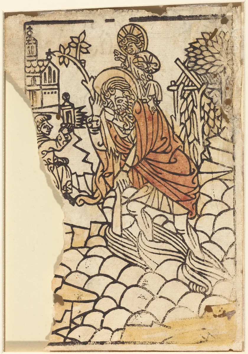 Saint Christopher [recto] by French 15th Century, print, 1450-1470