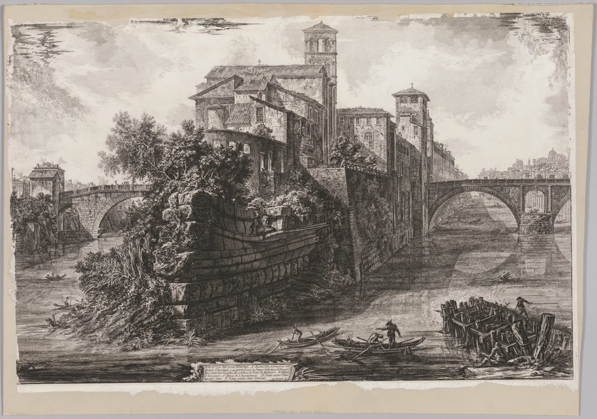 Views of Rome: The The Isola Tiberina by Giovanni Battista Piranesi, print, 1775