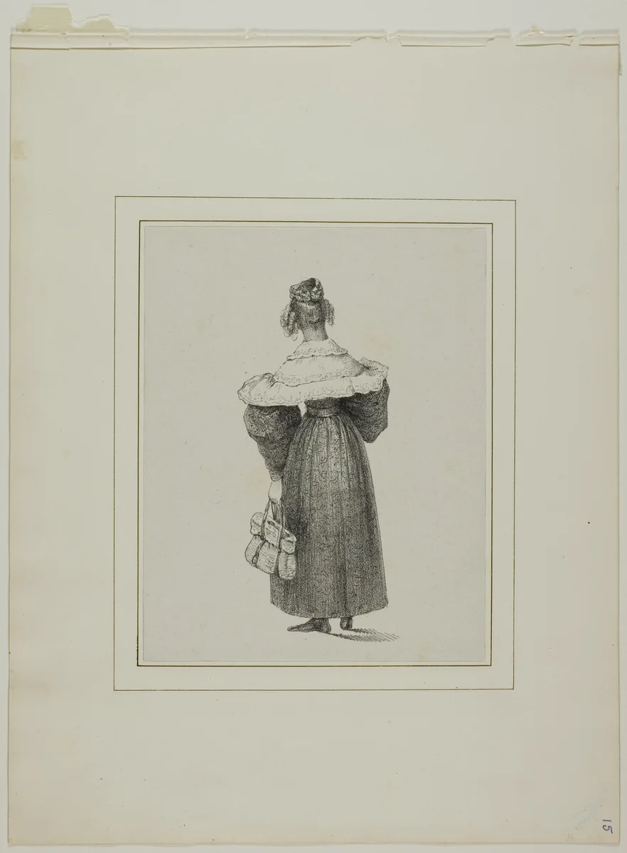 Woman Seen from the Back by Unknown Artist, print, 1801-1900