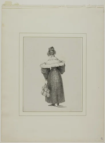 Woman Seen from the Back by Unknown Artist, print, 1801-1900