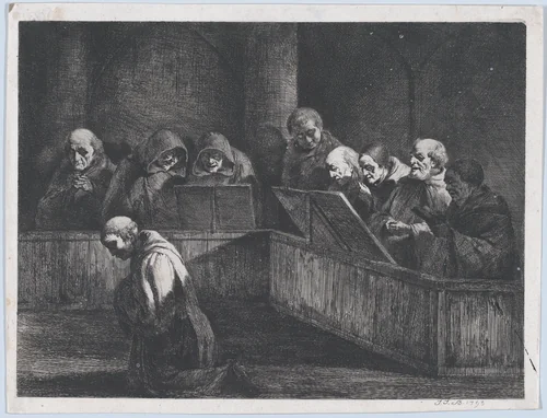 Monks Chanting by Jean Jacques de Boissieu, print, 1795