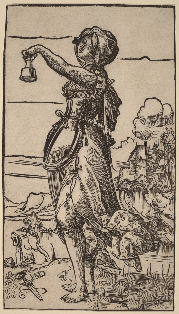 Foolish Virgin by Niklaus Manuel, print, 1518