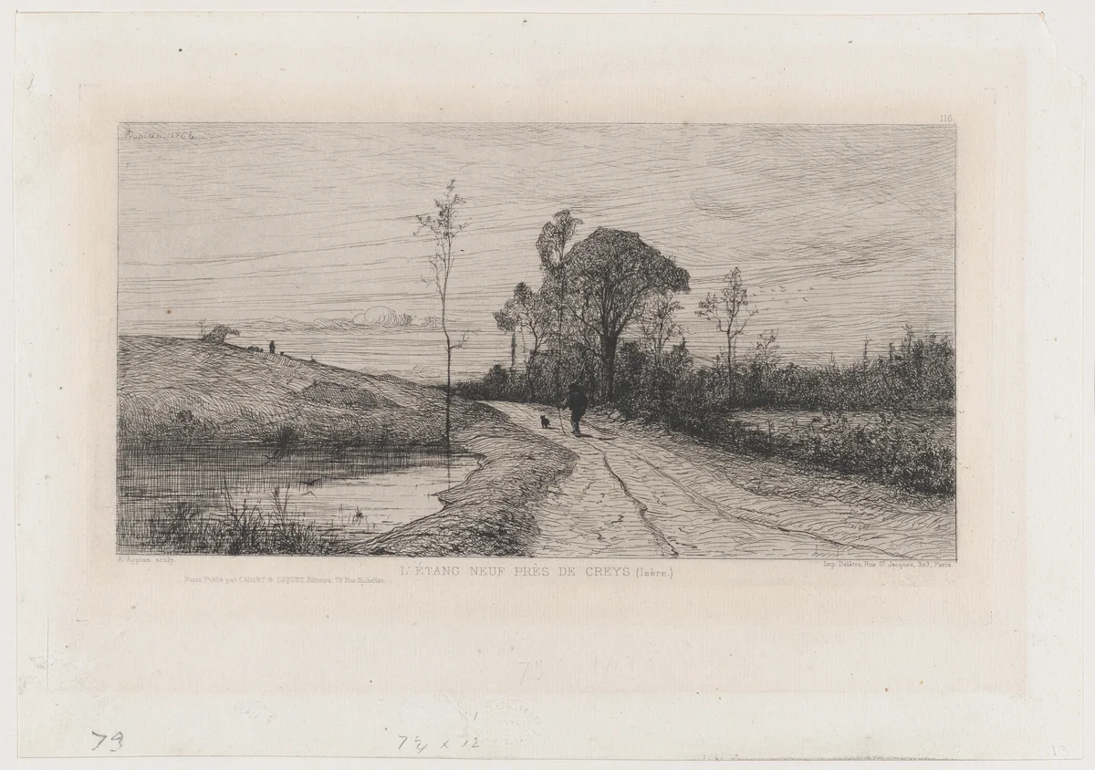 The New Pond Near Creys (Isère) by Adolphe Appian, print, 1864