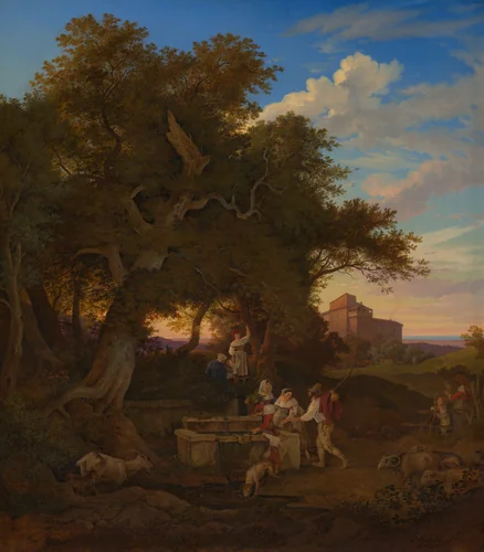 The Fountain at Grottaferrata by Ludwig Richter, painting, 1832