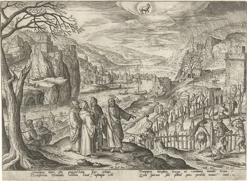 April: de parabel van de werkers in de wijngaard by Unknown, print, 1585