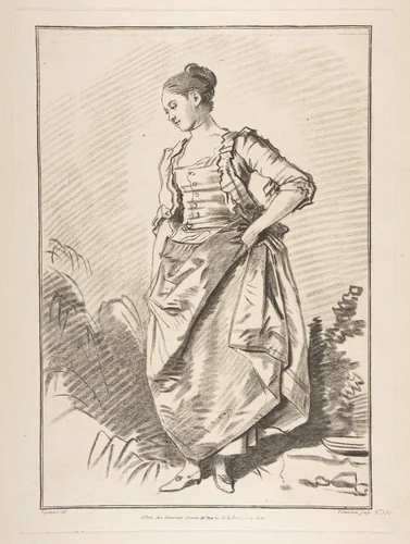 Femme debout de face by Jean Honoré Fragonard, print, 1772