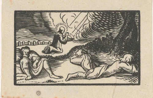 Christus in de hof van Getsemane by Dirck de Bray, print, 1635-1694