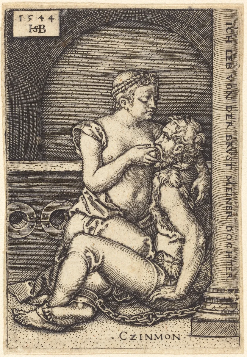 Cimon and Pero by Sebald Beham; Barthel Beham, print, 1544