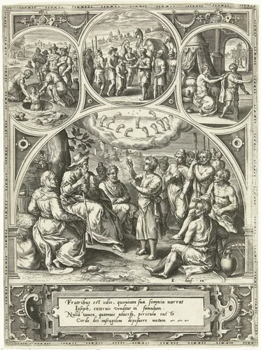 Gebeurtenissen uit het leven van Jozef by Adriaen Collaert, print, 1579-1583