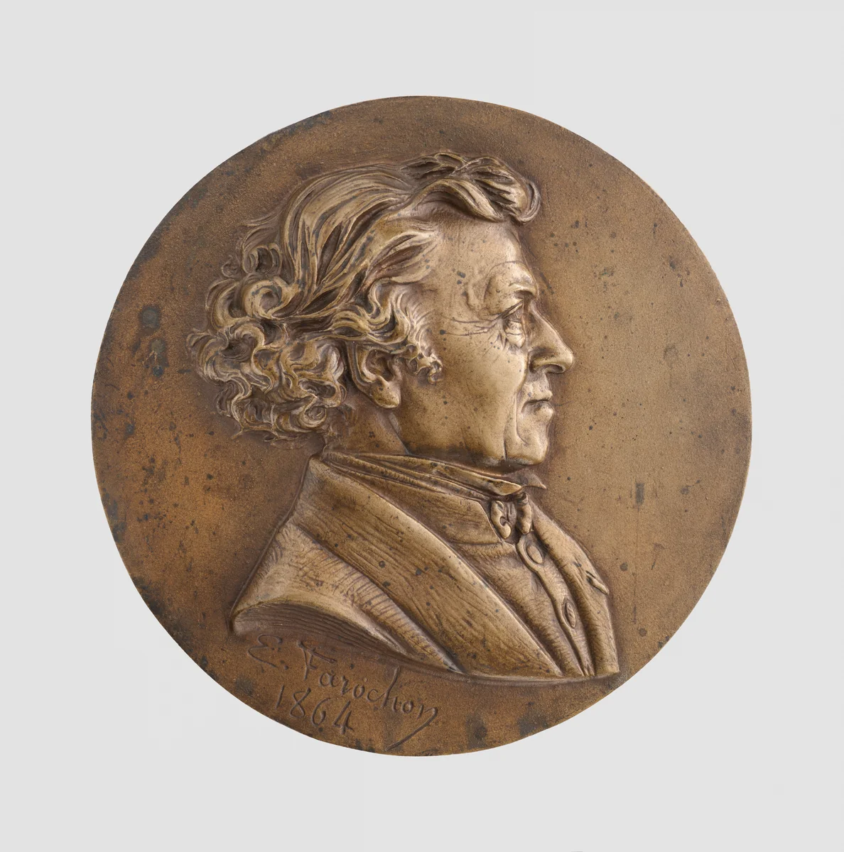 Jean-Baptiste-Camille Corot by Jean-Baptiste Eugène Farochon, metalwork, 1864