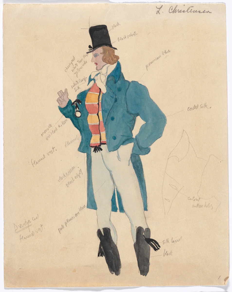 Costume design for the ballet Promenade by Forrest Thayer, drawing, 1936
