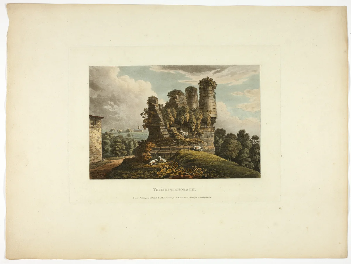 Tomb of Horath, plate six from the Ruins of Rome by M. Dubourg, print, 1798