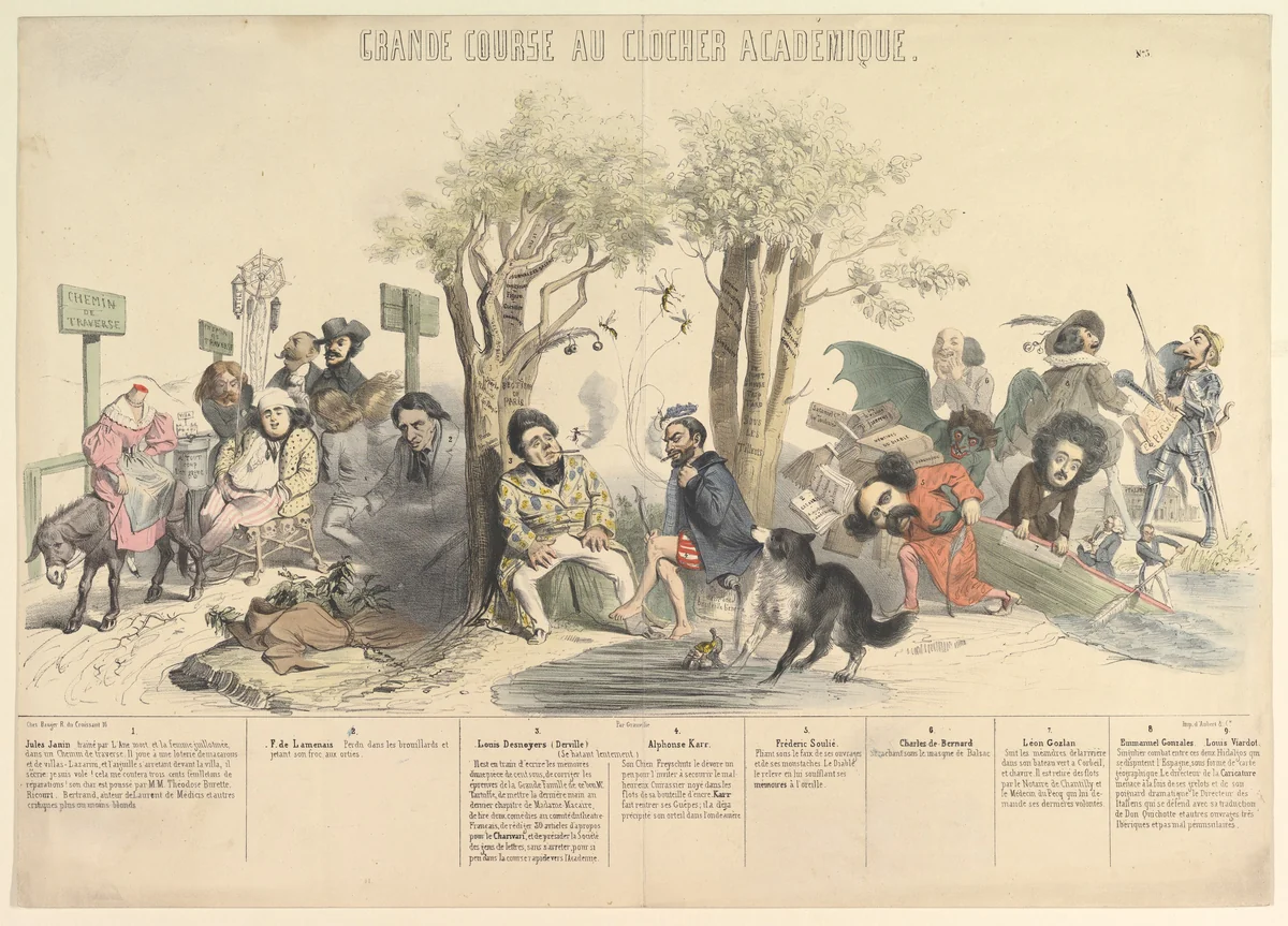 Grand Course au Clocher Académique, No. 5 by J. J. Grandville, print, 1844