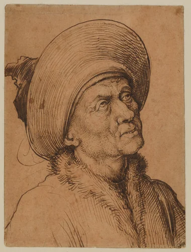 Bust of a Man in a Hat Gazing Upward by Martin Schongauer, drawing, 1473-1493