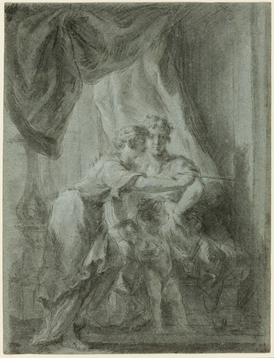 Mars, Venus and Cupid by Unknown Artist, drawing, 1700-1725