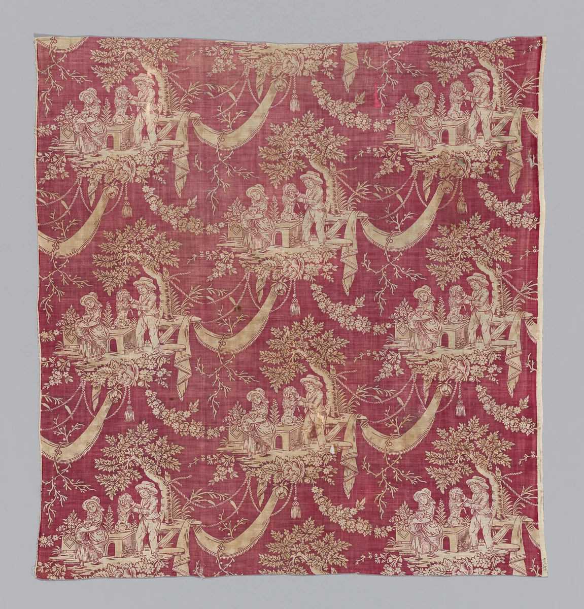 Children and Pets (Furnishing Fabric) by France, Normandy, textile, 1800-1820