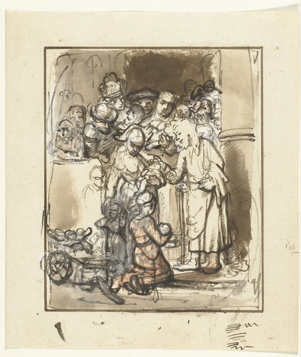 Christ Blessing the Children by Nicolaes Maes, drawing, 1650-1653