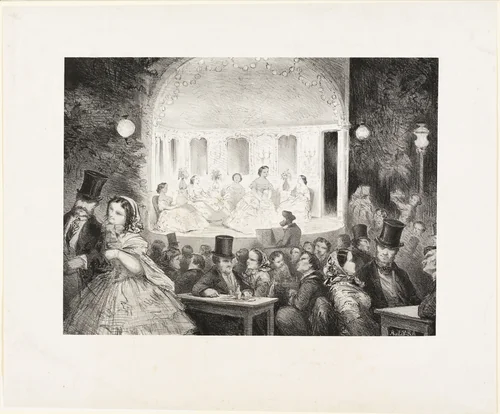 Sketch of a Café-Concert on the Rue Madame by Antoine-Gustave Droz, print, 1857