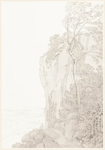 Sheer Cliffs above a Coastal Road by John White Abbott, drawing, 1810