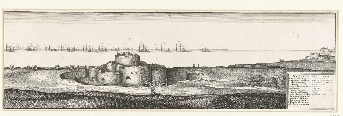 De Spaanse, Engelse en Hollandse vloten voor Deal (rechterhelft), 1639 by Wenceslaus Hollar, print, 1640