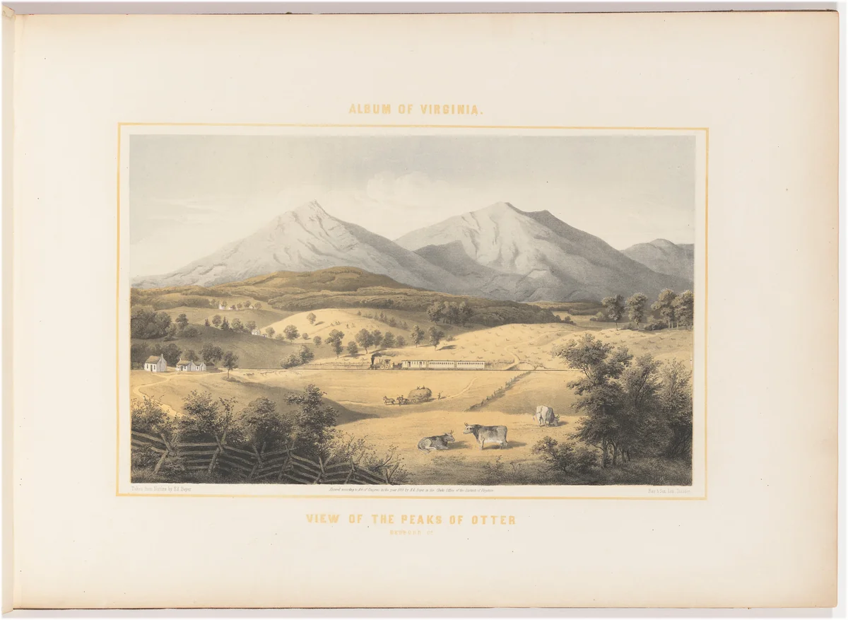 View of the Peaks of Otter by Woldemar Rau, print, 1858