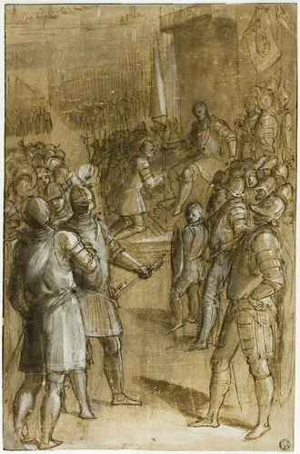 Study for Cosimo I Reorganizing the Tuscan Troops by Ludovico Buti, drawing, 1589