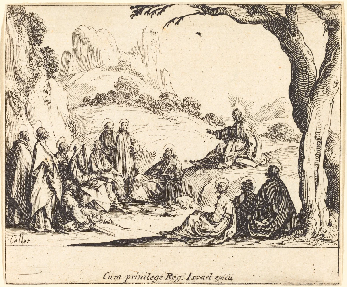 Sermon on the Mount by Jacques Callot, print, 1635
